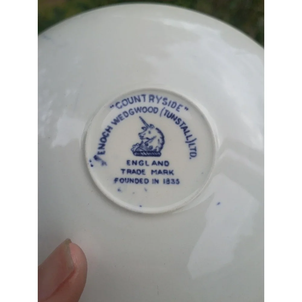 Vintage Blue & White Enoch Wedgwood Tunstall Countryside Saucer (1) England